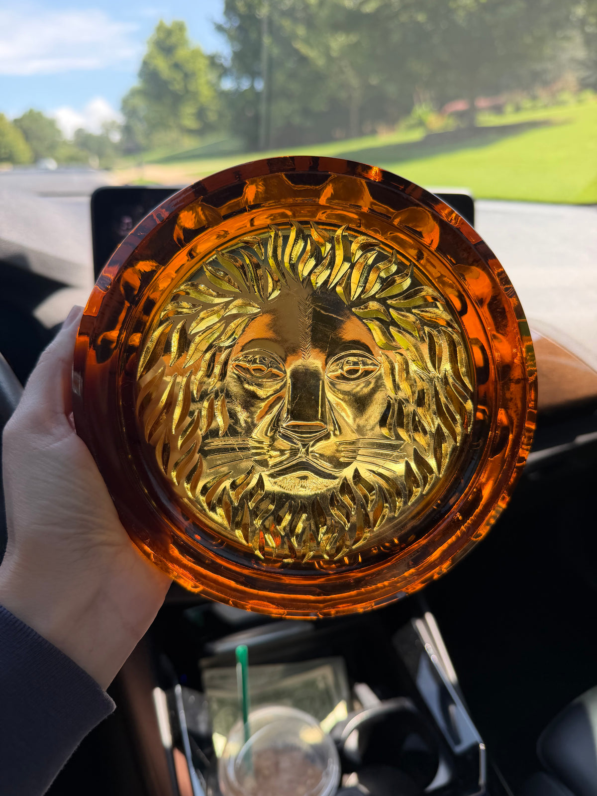 Rare Amber Lion Tray