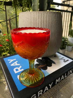 Large Amberina Compote