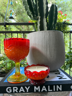 Large Amberina Compote