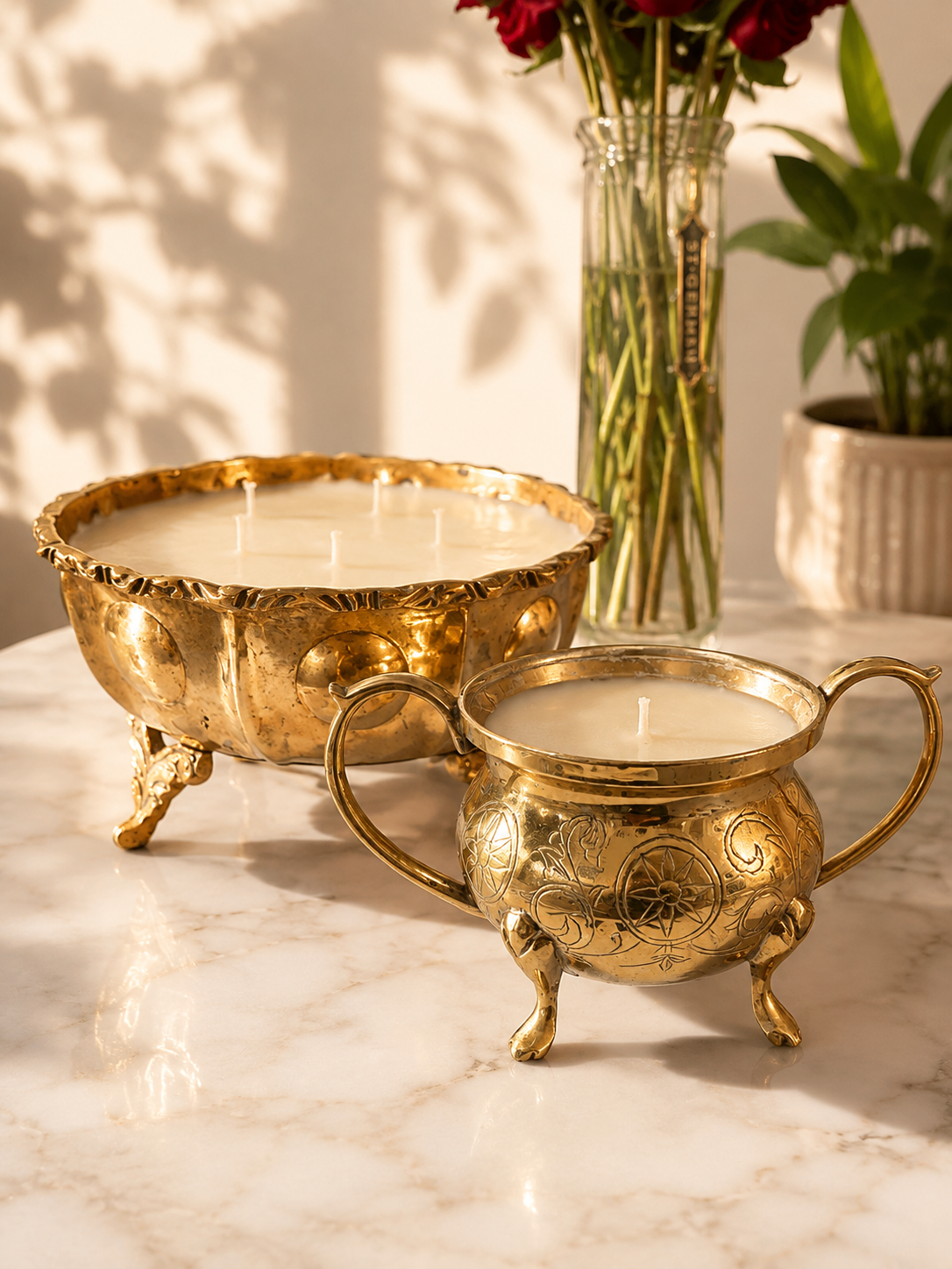 Etched Brass Sugar Bowl