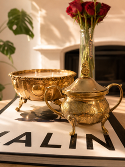 Etched Brass Sugar Bowl