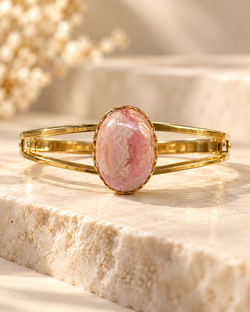 Marbled Rose Quartz & Gold Bracelet
