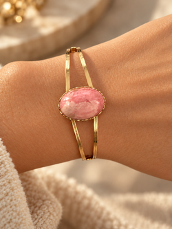Marbled Rose Quartz & Gold Bracelet